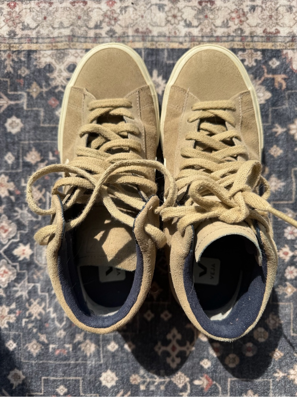 Veja Beige Suede High-Top Sneakers with Cream Accents - Picture 4 of 4